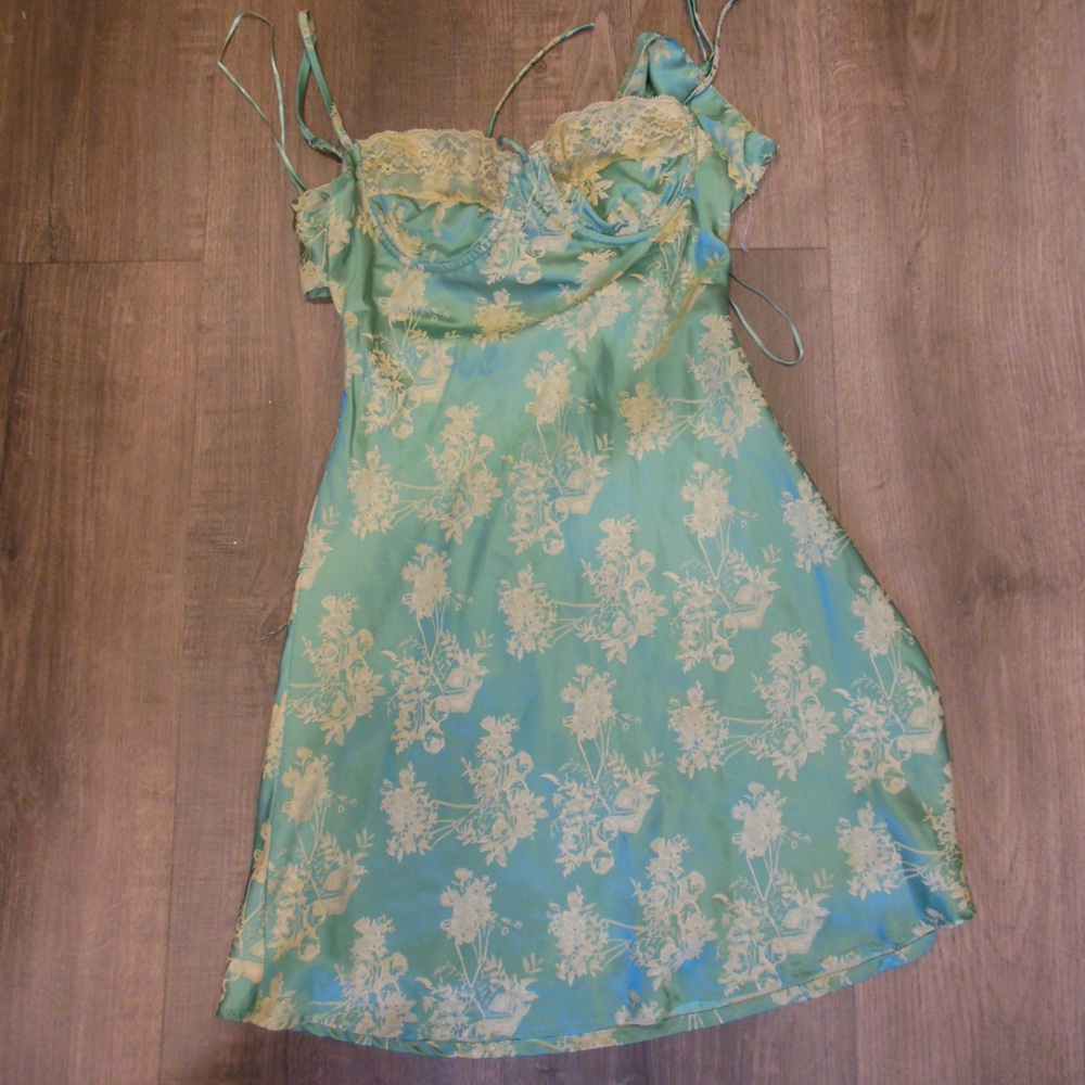 Cotton Candy Green and Gold Floral Dress